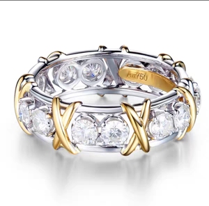 Bague en diamant moissanite en or <span class=keywords><strong>rose</strong></span> 14 carats pour couples - <span class=keywords><strong>Alliance</strong></span> de fiançailles ou de mariage élégante pour femme - Product Image 1
