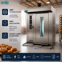Nouveau four rotatif automatique électrique et à gaz 16 plateaux en acier inoxydable, four de cuisson commercial double combustible à commande numérique intelligente haute performance