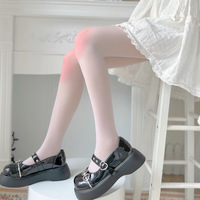 Bas montants blancs style mignon pour femme, en laine/nylon, transparents, invisibles, résistants à la déchirure, avec pied.