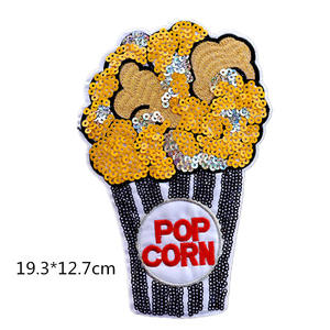 Mode populaire paillettes ornements patchs en gros personnalisé grande taille crème glacée pop-corn sucette broderie patchs paillettes - Product Image 4