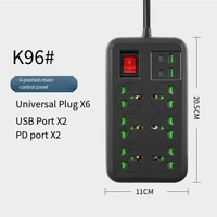 DENIXIIII Cuatro interruptores universales con enchufe de 2500W - Toma de corriente de uso general para teléfonos móviles, computadoras y uso doméstico
