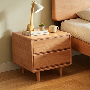 Modern Wood Nightstand with 2 Drawers Storage Bedroom Furniture Scandinavian Design Home Decor - Product Image 1