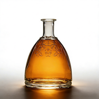 Bouteille en verre vide de 700 ml pour la conservation du vin, forme plate, gravure personnalisée du logo, vodka, rhum, whisky, brandy