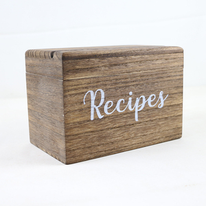 Wood Recipe Box with 100 recipe cards 4x6 and 12 dividers