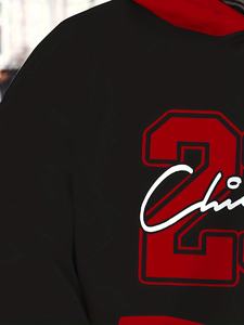 Felpa Casual da Uomo a Maniche Lunghe 100% Fibra di Bambù Antivento ad Asciugatura Rapida con Blocchi di Colore e Stampa Alfabetica '<span class=keywords><strong>CHICAGO</strong></span>' # 23' - Product Image 5