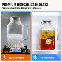 Pichet en verre borosilicate transparent épais de 1 gallon (128 oz) pour thé glacé et limonade – Vente en gros, le plus vendu