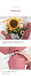 D388 2025 Nuevo Ramo de Flores de Ganchillo Hecho a Mano con Rosas para el Día de San Valentín, Regalo de Navidad, Ramo Decorativo para el Hogar - Product Image 3