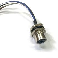 Connecteur d'alimentation étanche M12 5 broches DIN, femelle/mâle, montage frontal, blindage fixe, type panneau PCB, prise à souder, indice de protection IP68