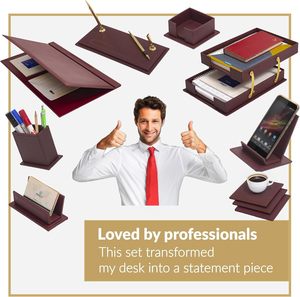Regalo Business personalizzato bordeaux in pelle sintetica 10 pezzi <span class=keywords><strong>Set</strong></span> di <span class=keywords><strong>Organizer</strong></span> da scrivania forniture per ufficio accessori Desktop <span class=keywords><strong>Set</strong></span> - Product Image 2