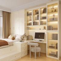 Ensemble de meubles de chambre à coucher modernes et gain de place sur mesure |   Armoire + Poste de travail + Lit tatami avec rangement |   Conception de meubles pour toute la maison