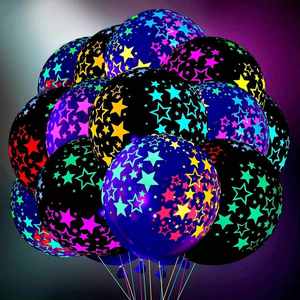 Globos Redondos de Látex Coloridos con Impresión Offset de 6 Colores para Fiestas de Cumpleaños con Luz Negra - Product Image 1
