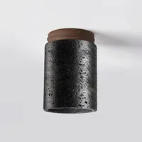 Plafonnier Design Créatif Premium pour Chambre à Coucher Wabi Sabi Chambre Restaurant Noir Pierre Naturelle LED pour Balcon Couloir