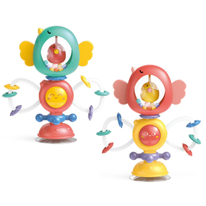 2024 bébé Offre Spéciale éducation précoce dessin animé <span class=keywords><strong>rotatif</strong></span> ventouse dents jouets amusant sensoriel table à manger ventouse <span class=keywords><strong>hochet</strong></span> jouet - Product Image 1