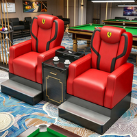 S.Q.F Luxe Fauteuil de billard avec console centrale et marchepied, en cuir PU, accoudoir large, rembourrage épais, moderne, pour salle de jeux commerciale et snooker