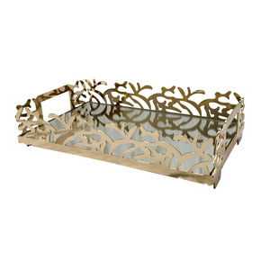 Nuovo <span class=keywords><strong>Vassoio</strong></span> Decorativo Antico per Profumi, <span class=keywords><strong>Specchio</strong></span> in Vetro Dorato Rettangolare, <span class=keywords><strong>Vassoio</strong></span> Decorativo in Metallo per Casa - Product Image 4