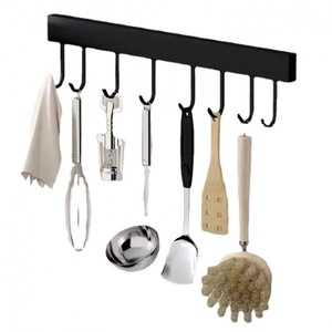 No-drill stainless steel <b>kitchen</b> <b>storage</b> rack, wall-mounted, multi-functional adjustable hooks, rack, and <b>storage</b>. - Product Image 5