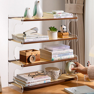 <b>Desktop</b> bookshelf, simple tabletop <b>shelf</b>, children's bookshelf, minimalist multi-functional storage rack, countertop storage - Product Image 2