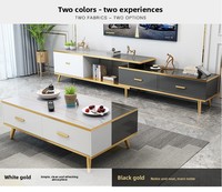 Vente en gros de meubles de salon à prix réduit, table basse et carré minimaliste en bois doré de luxe pour émissions de télévision