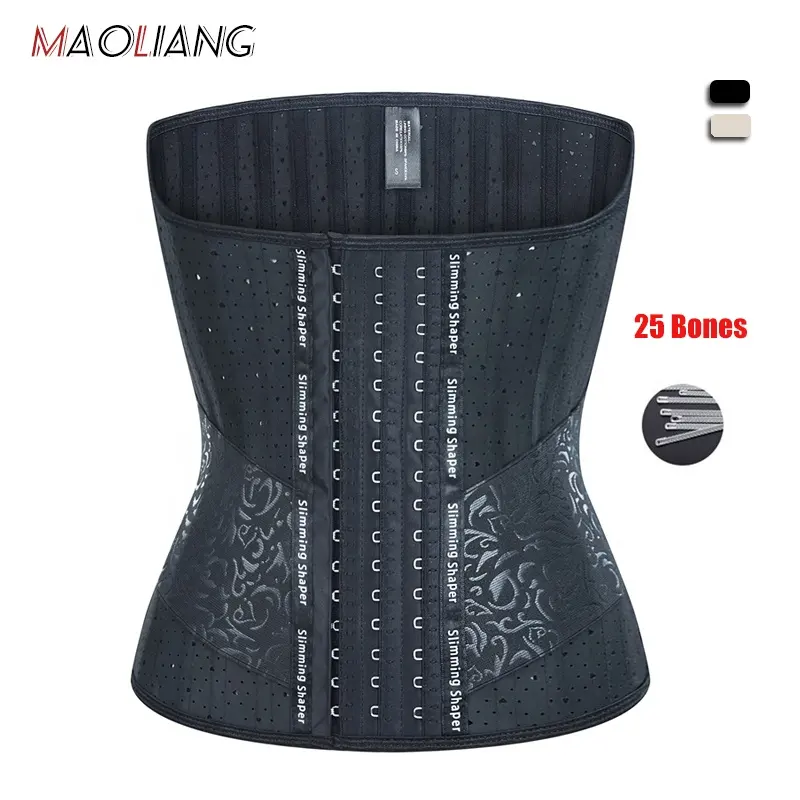 Corset de contrôle du ventre en forme de sablier pour femme, vêtement de grande taille, sous le buste, en Latex, 25 en acier, entraîneur de taille, 3048