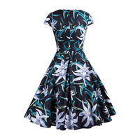 Robe grande taille Robe de soirée élégante d'été à fleurs pour femmes Vestidos Robes vintage des années 50