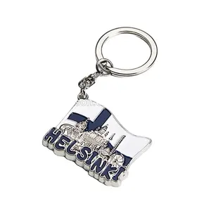 באיכות גבוהה מותאם אישית פינלנד דגל Keychain/Keyring מזכרות הלסינקי מפתח שרשרות