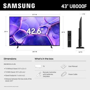 Téléviseur intelligent Samsung QLED UHD U8000F 4K de 43 pouces (modèle 2025) avec processeur Crystal, 4K MetalStream et contenu gratuit illimité - Product Image 5