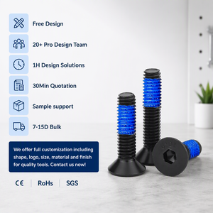 Tornillo <span class=keywords><strong>Allen</strong></span> de Cabeza Plana con Rosca Autoblocante 4-40 6-32 8-32 10-24 1/4-20 M3-M8, Cabeza Avellanada, Acero Negro de Alta Calidad - Product Image 1
