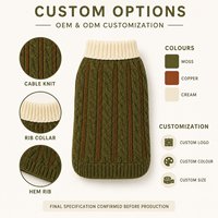 Gilet rayé en tricot pour chien, vert olive avec bordure crème, vêtements d'hiver classiques pour chiens