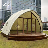 Tente de luxe élégante en forme de coquille pour l'extérieur, grande tente de camping imperméable, hôtel écologique, tente de glamping avec porte en verre, deux chambres