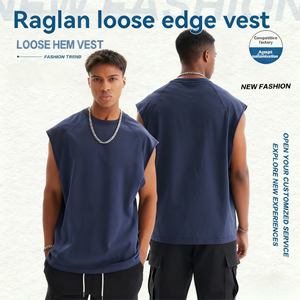 Camiseta sin mangas de ganchillo de seda/algodón informal para hombre, chaleco lavado de 300g para Fitness, gimnasio, culturismo, entrenamientos, actividades al aire libre - Product Image 2