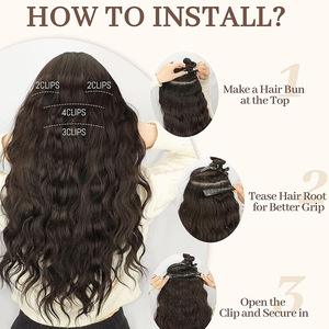 Ensemble de 11 mèches de cheveux vierges Water Wave pour augmenter le volume, extensions de cheveux naturelles invisibles transparentes à grandes vagues - Product Image 5