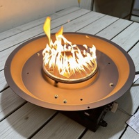 Kit de brûleur à gaz rond encastrable en acier inoxydable noir de 536 mm pour foyer extérieur et cheminée.