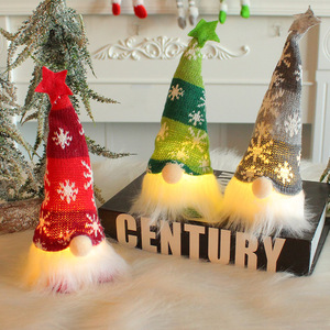 Gnomos Navideños Tejidos con Luces LED, Adornos de Peluche de Santa Claus sin Rostro con Copos de Nieve, Decoración Navideña - Product Image 4