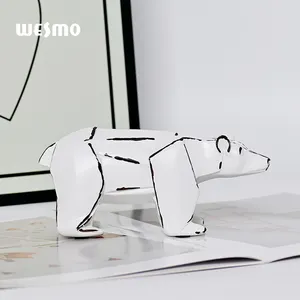 שרף שולחן פסל דוב לבן קישוט חדר ילדים פסל דוב קוטב פסל פסל בעלי חיים