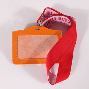 PVC kart NFC RFID güvenlik kordon boyun askısı ile kırmızı jakarlı dokuma logolu kordon - Product Image 3