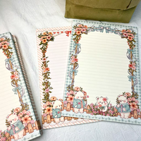 Bloc-notes floral B5 motif ours mignon, bloc-notes ligné détachable, bloc-notes Kawaii pour journal étudiant, papeterie de bureau