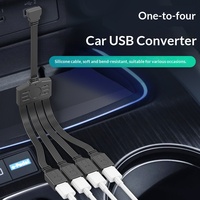 Extensor de Interfaz USB-A, Divisor Multipuerto de Uno a Cuatro, Cable Plano de Silicona Suave para Ratón, Teclado, Memoria USB y OTG para Automóvil