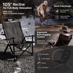 Folding Camping Chair with Armrest 600D Oxford Cloth Lightweight Outdoor Garden Seat for Fishing Picnic Beach Trip - Product Image 2