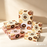 Boîte en carton blanc imprimée numériquement sur mesure, production en 72h, emballage recyclable pour boutique de donuts