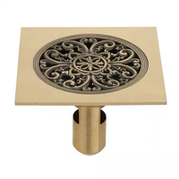 Siphon de sol rectangulaire poli 15x15cm pour hôtel moderne, usage salle de bain, drain d'eau carré, matériau de construction, accessoires élégants
