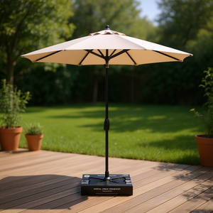 Parasol de terrasse extérieur Swiship 3M avec mât en aluminium, tissu polyester, levage manuel à manivelle, double face, design contemporain - Product Image 2