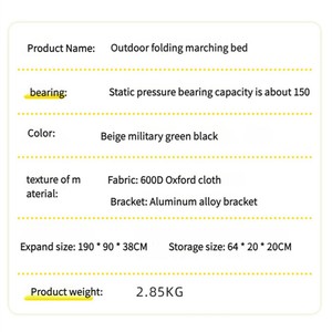 Matelas en aluminium pour <span class=keywords><strong>lit</strong></span> de camping, <span class=keywords><strong>lit</strong></span> pliable léger, camping en plein air et invité à la maison - Product Image 4