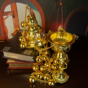 Ortodoks kilisesi tütsü brülör kitle Liturgical altın kaplama kilise duvar asılı 24 çan Censer din hediye ile - Product Image 5