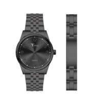 Ensemble montre et bracelet pour homme Verve Craft avec mouvement à quartz, cadran rond et lunette texturée, idéal pour les affaires et le port quotidien.