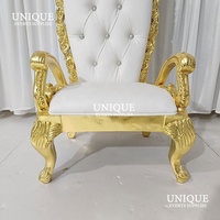 Moderner Luxus-Stil Goldener Königsthron-Stuhl Hochzeitssofa für Braut und Bräutigam für Hotelhalle Außenbereich