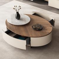 Meuble TV moderne durable en gros, ensemble de table basse, console multimédia en bois de noyer de luxe