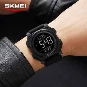 Skmei Men's <b>Digital</b> Watch 50m Waterproof Silicone Strap Large Screen Alarm <b>Clock</b> Sport Watch - Product Image 1