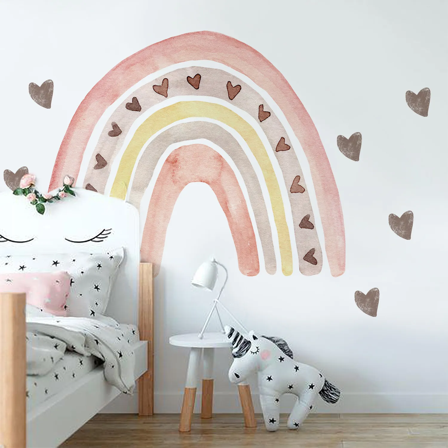 Rainbow wall decals children nursery pe waterproof home decal removable wall sticker for kids living room