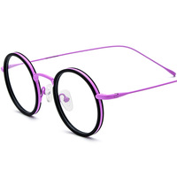 Marcos de anteojos de acetato de metal redondos retro de diseño francés para gafas ópticas