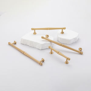 Poignées de meubles de cuisine en laiton de style européen moderne et luxueux, poignées de tiroir pour la maison, la villa, installation facile, design 3D - Product Image 4